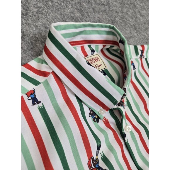 RSVLTS x Bob Ross Happy Holiday Stripes Button Down Oxford Shirt Men's XL - Picture 3 of 8